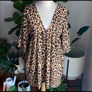NWT. Leopard w/ruffle mini shift dress